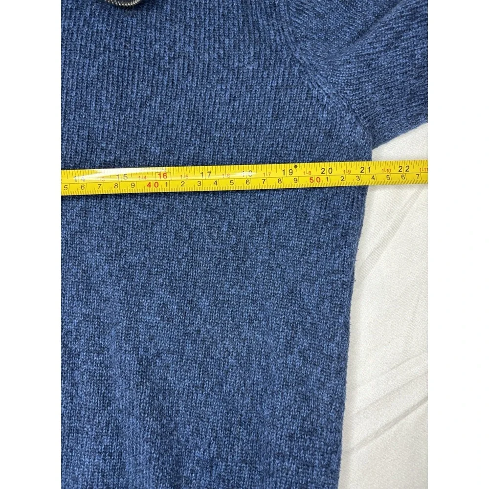 Polo Ralph Lauren 1/4 Zip Pullover Heavy Sweater Mens Medium Blue Wool Silk READ